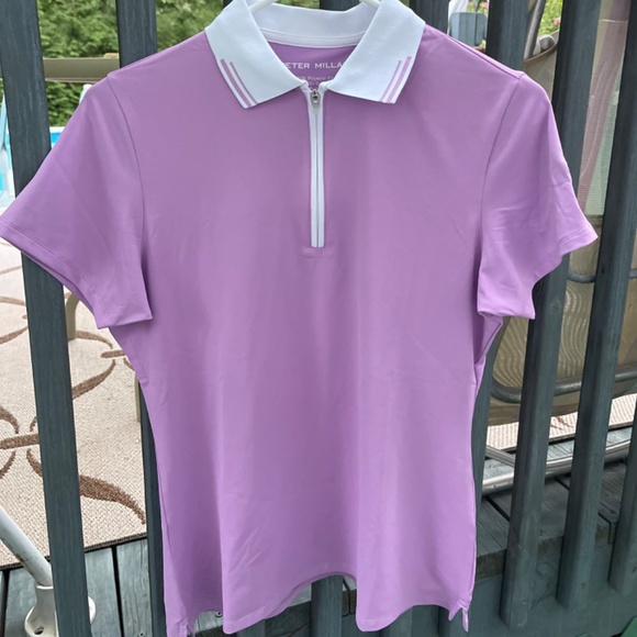 Women’s Peter Millar Chrissie short sleeve golf polo, small,lavender purple polo - Picture 2 of 15